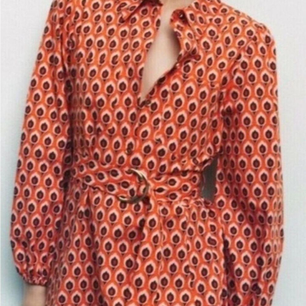 Zara Stylish Orange Patterned Dress